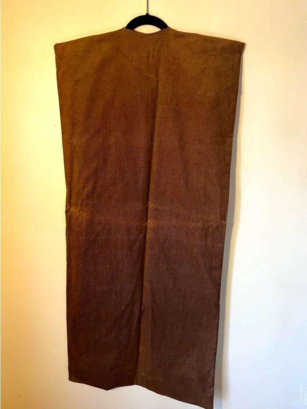 Corduroy Garment Storage Bag in Brown Corduroy with calico/floral lining